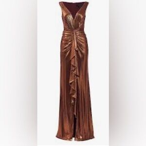 Tadashi Shoji Metallic copper Maxi Dress
